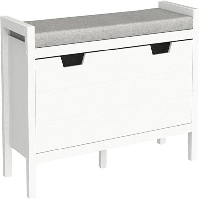 Storage Bench with Flip-Down Door and Padded Cushion - 11.8D x 35.8W x 19.7H