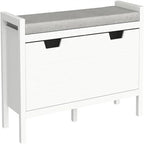 Storage Bench with Flip-Down Door and Padded Cushion - 11.8D x 35.8W x 19.7H
