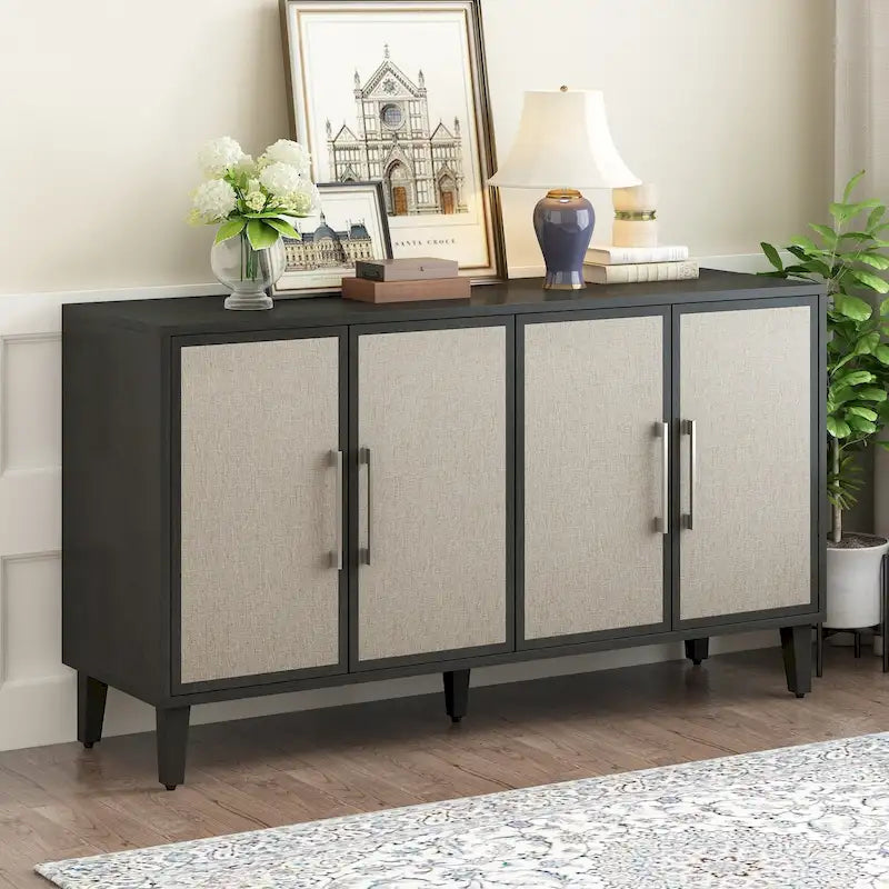 Light Luxury Style Cabinet with Four Linen Cabinet Doors,Suitable for Living Room,Study Room,Entrance