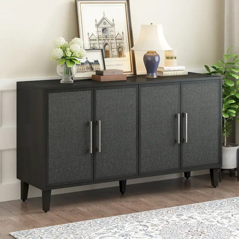 Light Luxury Style Cabinet with Four Linen Cabinet Doors,Suitable for Living Room,Study Room,Entrance