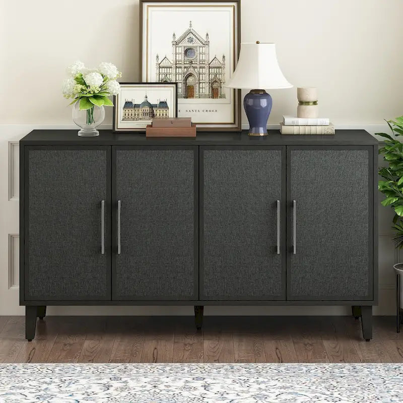 Light Luxury Style Cabinet with Four Linen Cabinet Doors,Suitable for Living Room,Study Room,Entrance