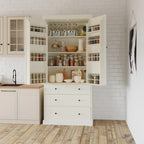 77inch Kitchen Pantry,Freestanding Tall Cupboard Storage Cabinet with 3 Adjustable Shelves,8 Door Shelves,3 Drawers