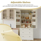 77inch Kitchen Pantry,Freestanding Tall Cupboard Storage Cabinet with 3 Adjustable Shelves,8 Door Shelves,3 Drawers