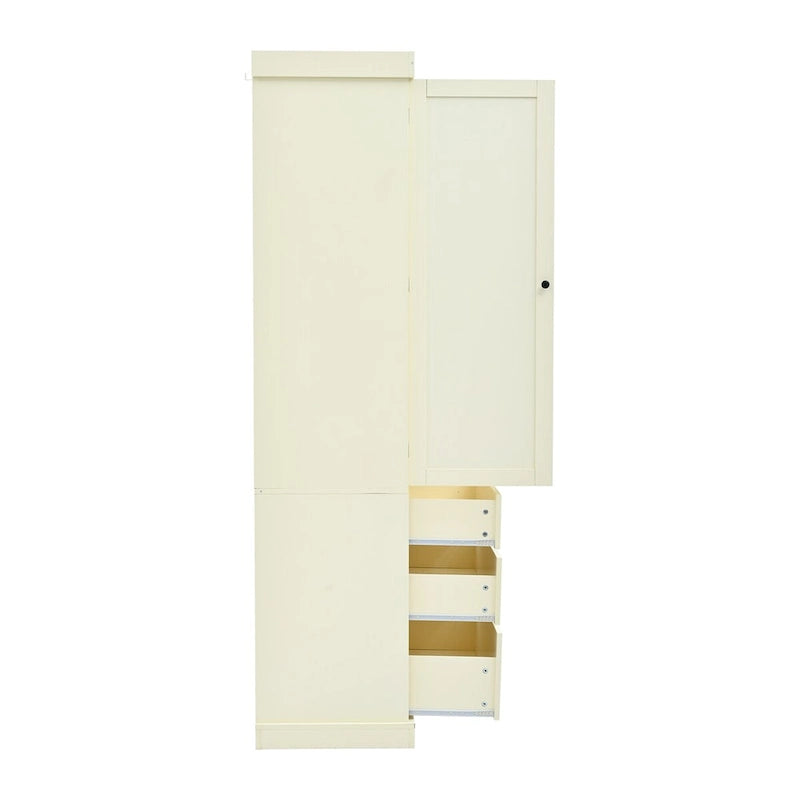77inch Kitchen Pantry,Freestanding Tall Cupboard Storage Cabinet with 3 Adjustable Shelves,8 Door Shelves,3 Drawers