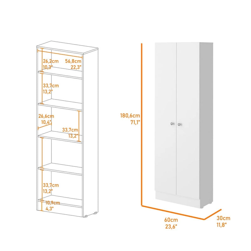 Rectangle 2-Door Storage Tall Cabinet - Light Grey