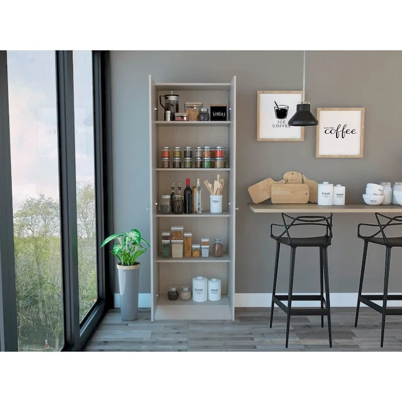 Rectangle 2-Door Storage Tall Cabinet - Light Grey