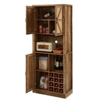 Mieres Wine Bar Cabinet, 76 Tall Kitchen Pantry Cabinet, Kitchen Bar Cabinet with Square Compartments, Coffee Bar Cabinet