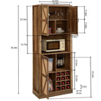 Mieres Wine Bar Cabinet, 76 Tall Kitchen Pantry Cabinet, Kitchen Bar Cabinet with Square Compartments, Coffee Bar Cabinet