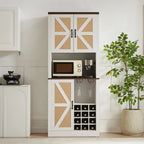 Mieres Wine Bar Cabinet, 76 Tall Kitchen Pantry Cabinet, Kitchen Bar Cabinet with Square Compartments, Coffee Bar Cabinet