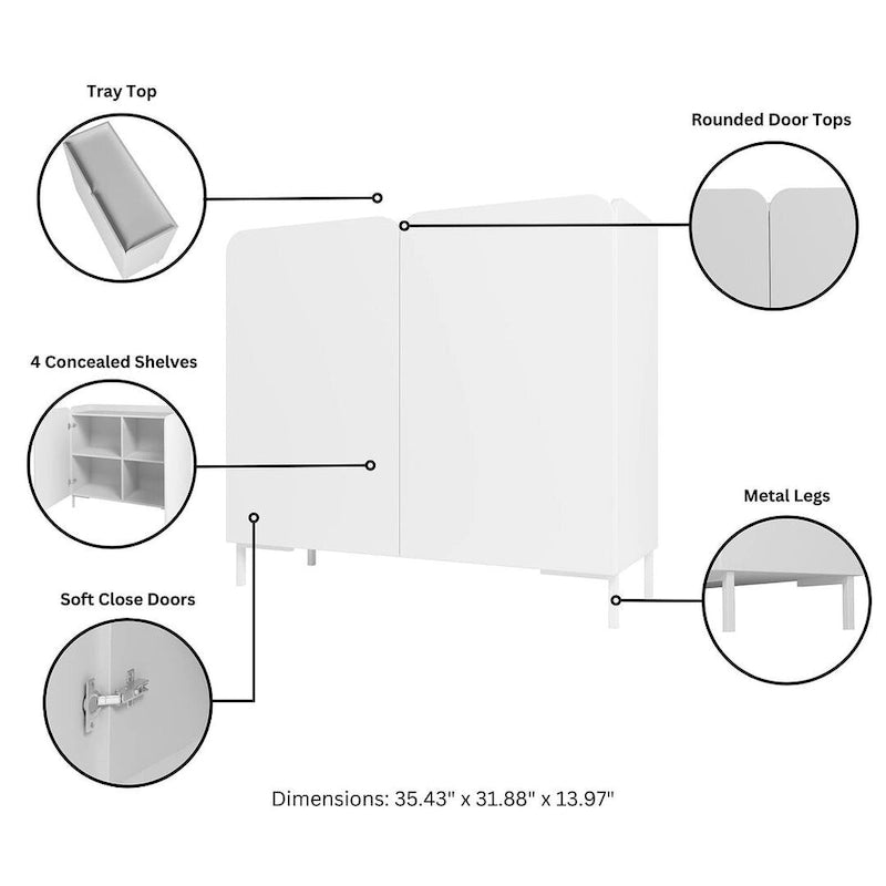 Mid-Century Modern Accent Cabinet with Soft-Close Doors
