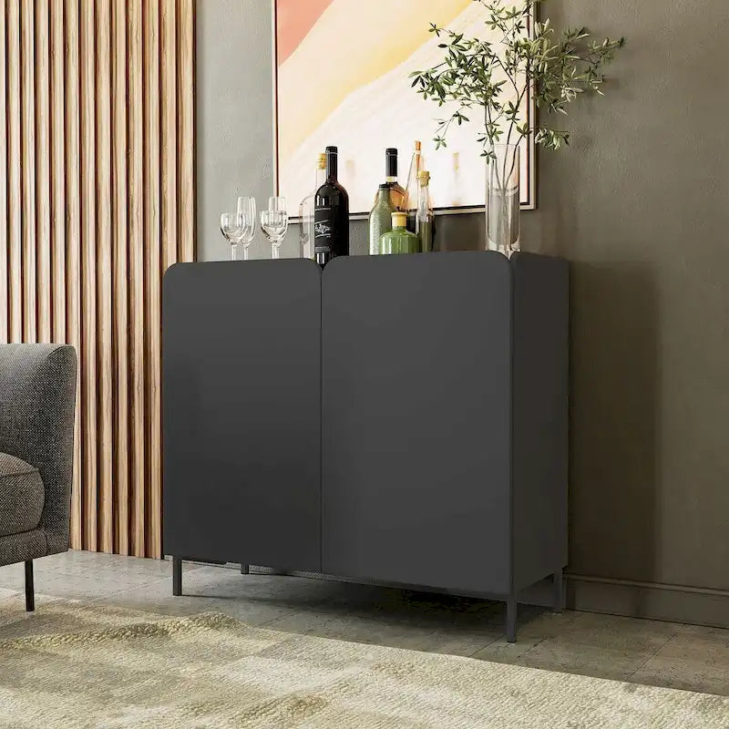 Mid-Century Modern Accent Cabinet with Soft-Close Doors