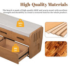 Rustic Storage Bench with 2 Drawers, Hidden Storage Space, and 3 False Drawers at the Top, Shoe Bench