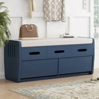 Rustic Storage Bench with 2 Drawers, Hidden Storage Space, and 3 False Drawers at the Top, Shoe Bench