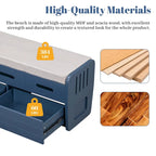 Rustic Storage Bench with 2 Drawers, Hidden Storage Space, and 3 False Drawers at the Top, Shoe Bench