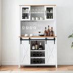 42.5-inch Farmhouse Wine Cabinet with Sliding Barn Door - 15.7D x 42.5W x 69.6H