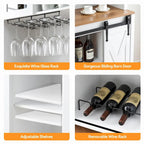 42.5-inch Farmhouse Wine Cabinet with Sliding Barn Door - 15.7D x 42.5W x 69.6H