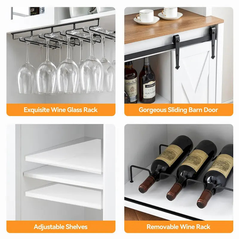 42.5-inch Farmhouse Wine Cabinet with Sliding Barn Door - 15.7D x 42.5W x 69.6H
