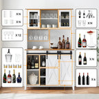 42.5-inch Farmhouse Wine Cabinet with Sliding Barn Door - 15.7D x 42.5W x 69.6H