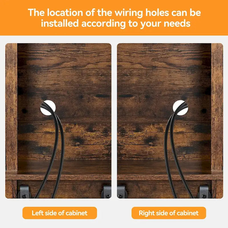 42.5-inch Farmhouse Wine Cabinet with Sliding Barn Door - 15.7D x 42.5W x 69.6H