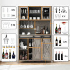 42.5-inch Farmhouse Wine Cabinet with Sliding Barn Door - 15.7D x 42.5W x 69.6H