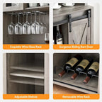 42.5-inch Farmhouse Wine Cabinet with Sliding Barn Door - 15.7D x 42.5W x 69.6H