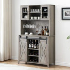 42.5-inch Farmhouse Wine Cabinet with Sliding Barn Door - 15.7D x 42.5W x 69.6H