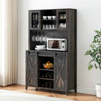 42.5-inch Farmhouse Wine Cabinet with Sliding Barn Door - 15.7D x 42.5W x 69.6H