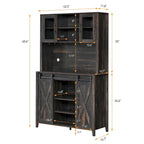 42.5-inch Farmhouse Wine Cabinet with Sliding Barn Door - 15.7D x 42.5W x 69.6H