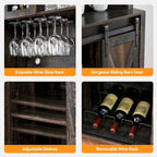 42.5-inch Farmhouse Wine Cabinet with Sliding Barn Door - 15.7D x 42.5W x 69.6H