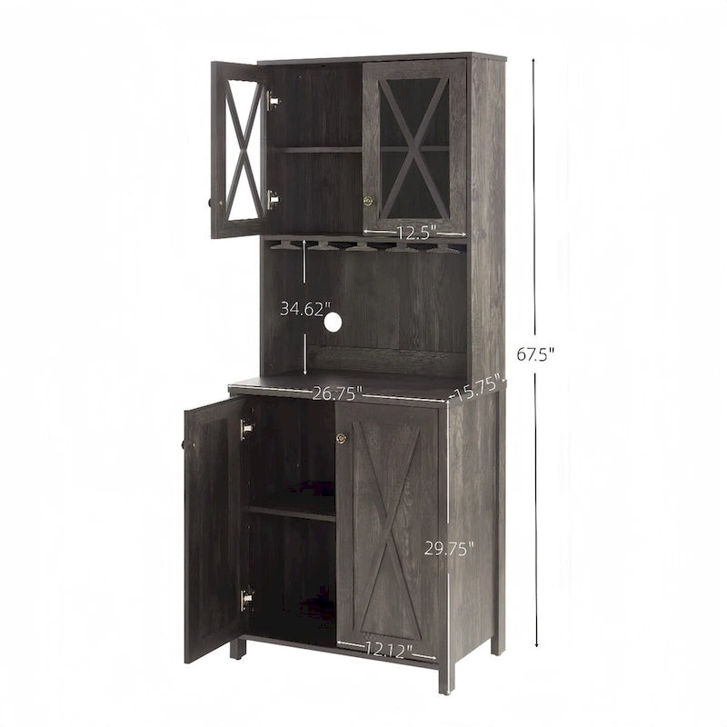 Bar Cabinet for Liquor and Glasses,Kitchen Cabinet with Wine Rack
