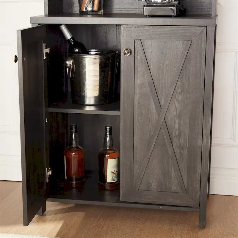 Bar Cabinet for Liquor and Glasses,Kitchen Cabinet with Wine Rack
