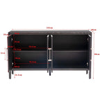 Vintage Wooden Sideboard with 4 Metal Handles