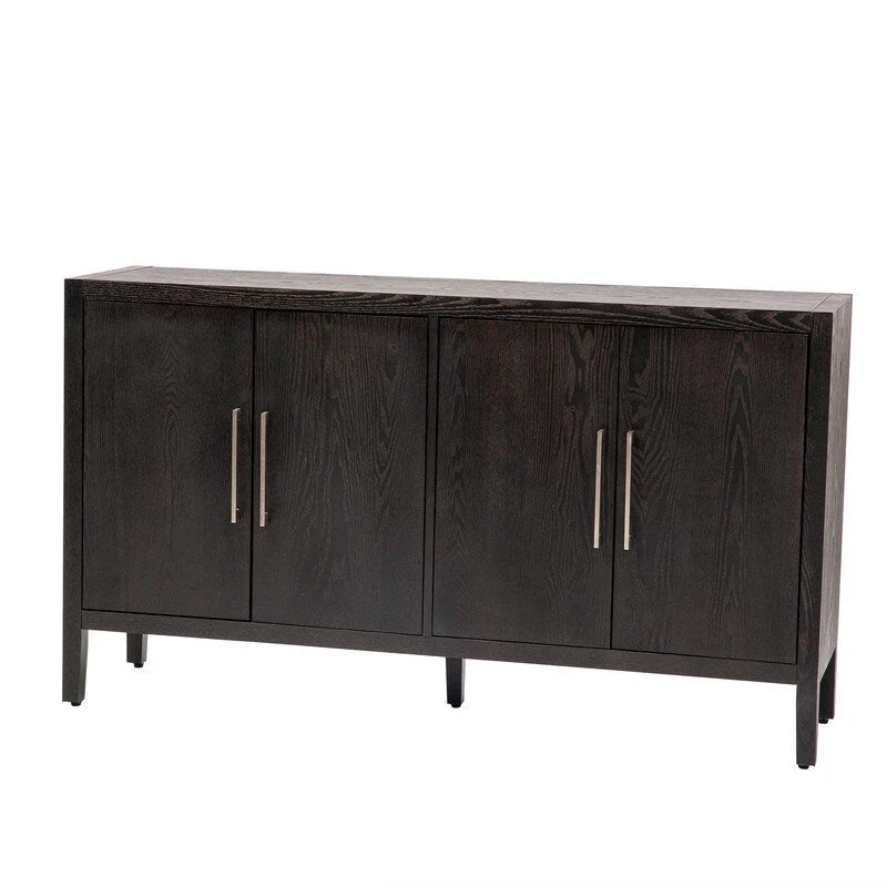Vintage Wooden Sideboard with 4 Metal Handles