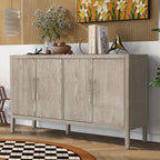 Vintage Wooden Sideboard with 4 Metal Handles