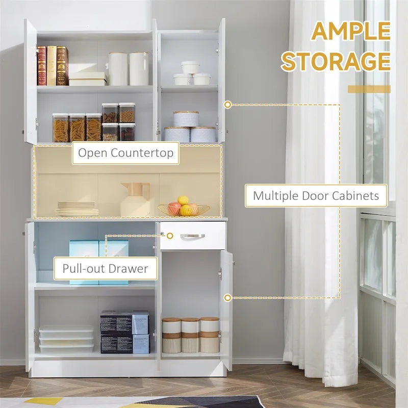 71 Modern Freestanding Kitchen Buffet Hutch With Server and Storage