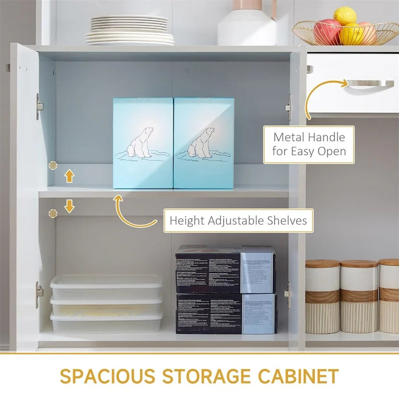 71 Modern Freestanding Kitchen Buffet Hutch With Server and Storage