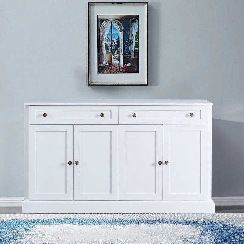 Contemporary Minimalist Wooden Sideboard with 2 Drawers and 2 Cabinets