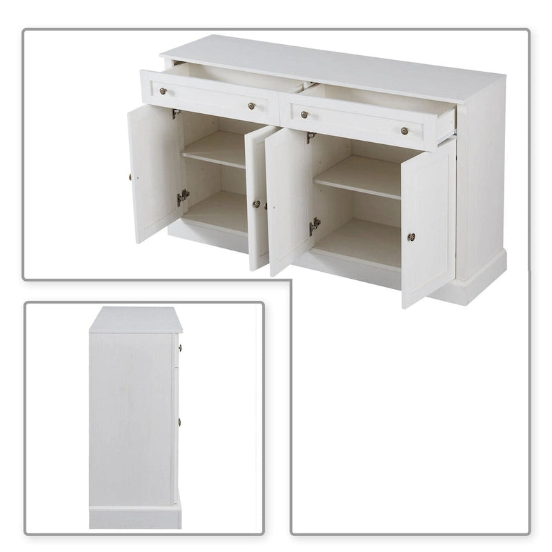 Contemporary Minimalist Wooden Sideboard with 2 Drawers and 2 Cabinets