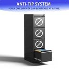 4 Drawer Metal Vertical File Cabinet with Lock Office Home Steel Vertical File Cabinet for A4 Legal/Letter Size