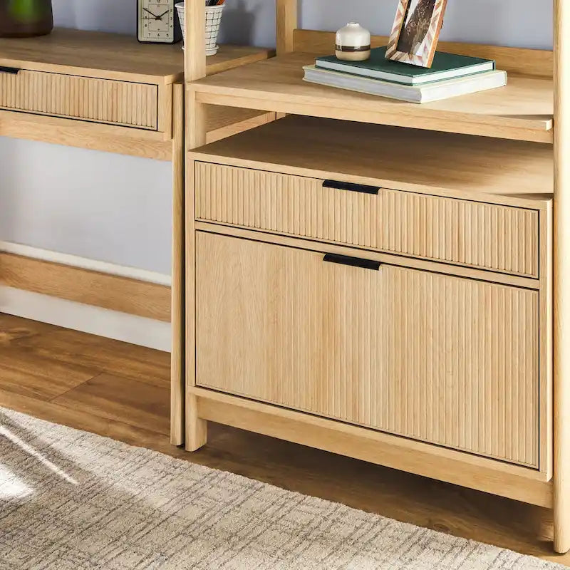 3-Piece Writing Desk Set with 2 Wide Bookcases