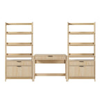3-Piece Writing Desk Set with 2 Wide Bookcases