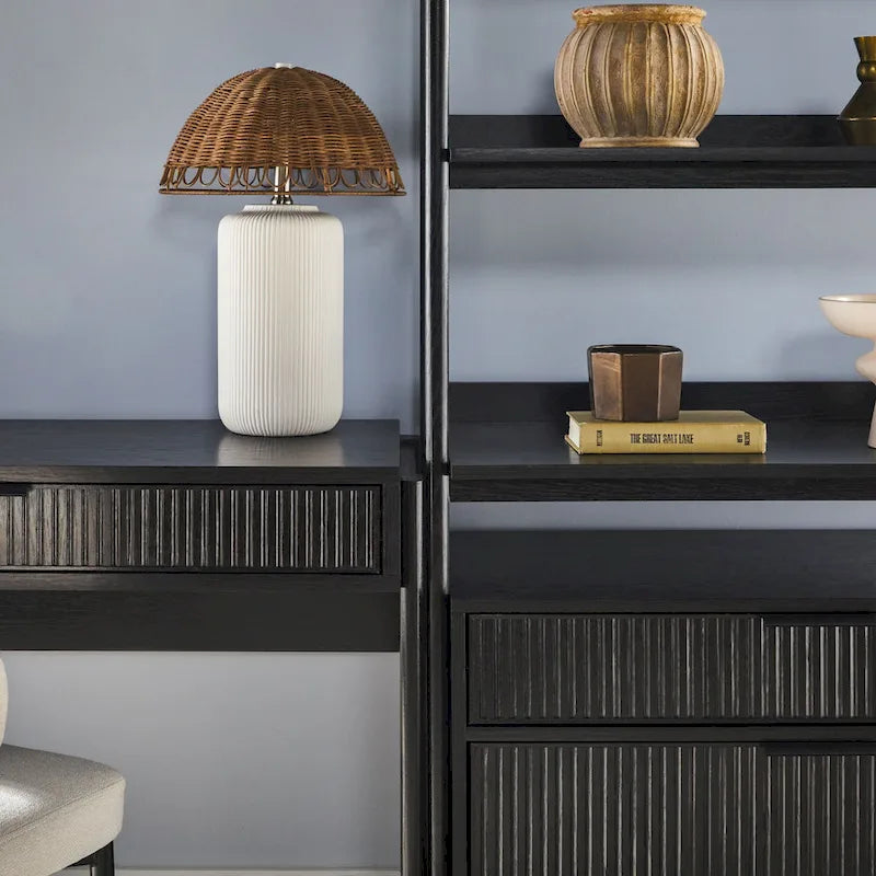 3-Piece Writing Desk Set with 2 Wide Bookcases