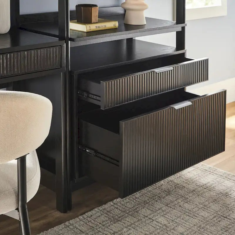 3-Piece Writing Desk Set with 2 Wide Bookcases