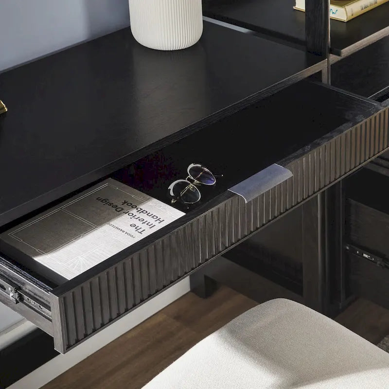 3-Piece Writing Desk Set with 2 Wide Bookcases