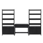 3-Piece Writing Desk Set with 2 Wide Bookcases