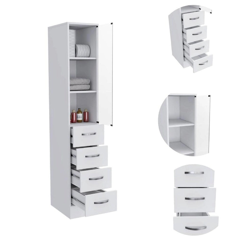 Linen Cabinet Artic, Three Shelves, Single Door, White Finish,High quality and durable