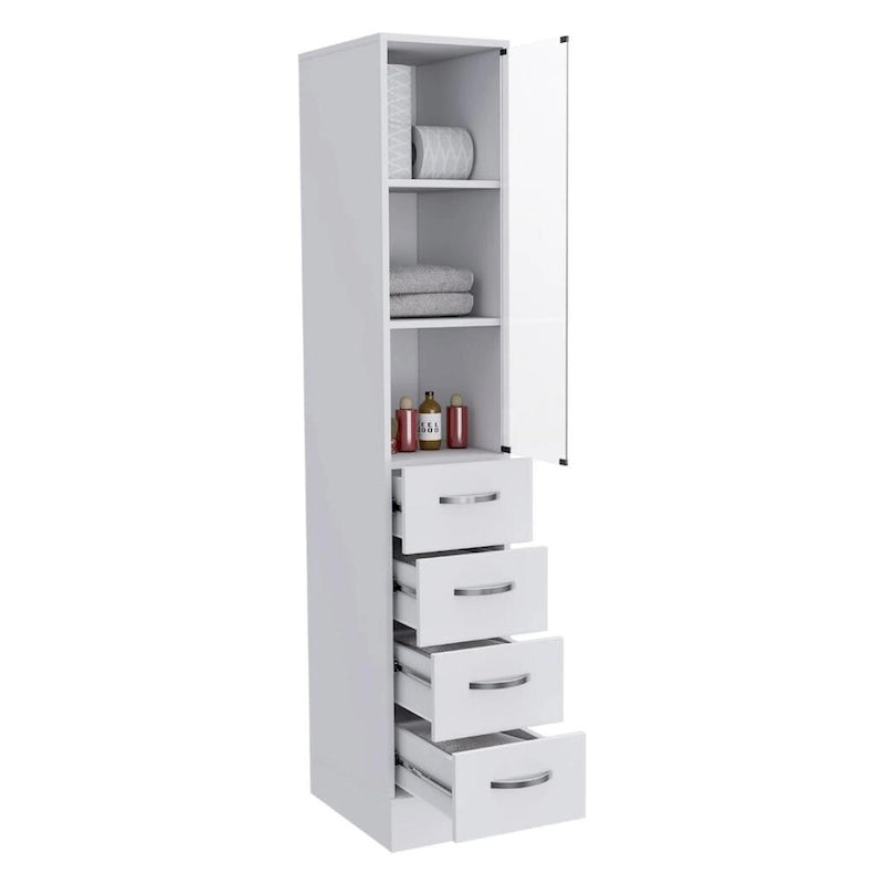 Linen Cabinet Artic, Three Shelves, Single Door, White Finish,High quality and durable
