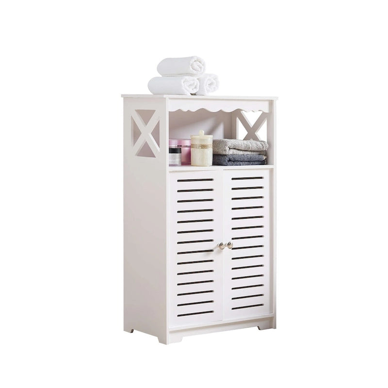 Bathroom Floor Storage Cabinet, White