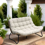 Double Papasan PE Rattan Chair Loveseat with Cushion For Indoor Outdoor