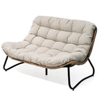 Double Papasan PE Rattan Chair Loveseat with Cushion For Indoor Outdoor